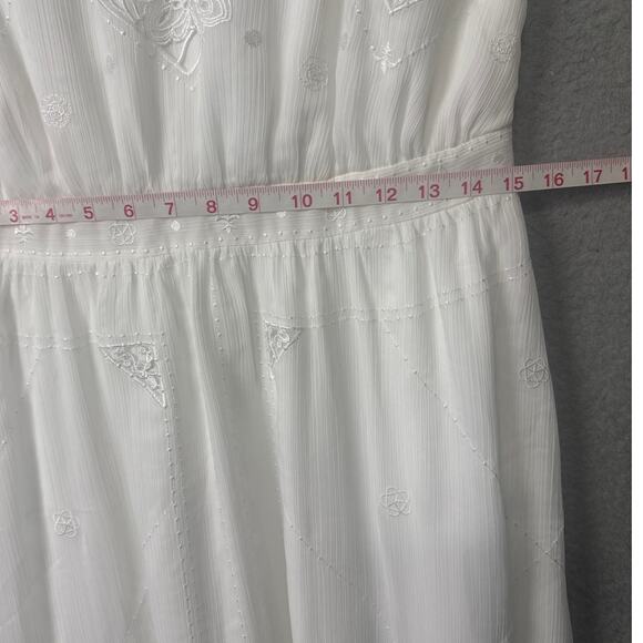 WHBM Midi Dress Embroidered Gypsy White Size 10 NWT Sophisticated Elevated Style - Picture 4 of 9